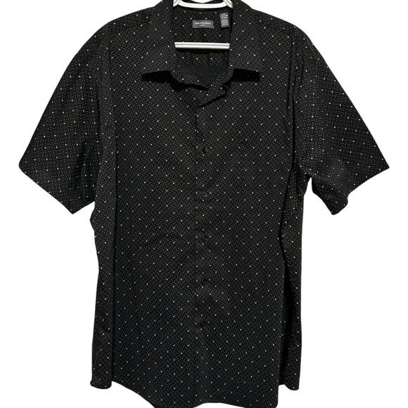 Van Heusen Flex Black Burgundy Short Sleeve‎ Button Front Dress Shirt Size XXL - Picture 1 of 5